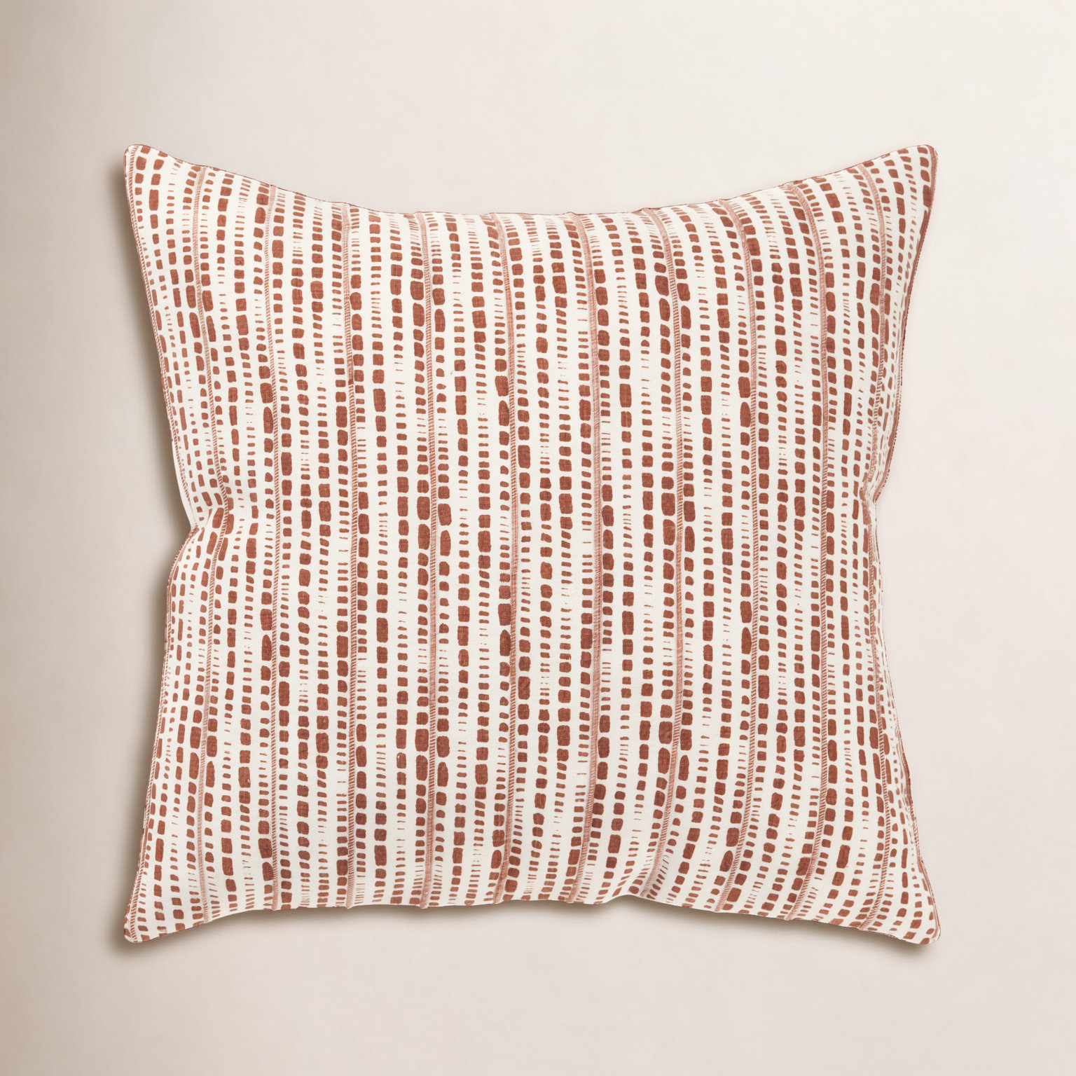 Fleurine 20" x 20" Embroidered Throw Pillow, Ivory/Terracotta