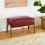 Ensemble de 2 tabourets et chaises d'appoint en similicuir bourgogne de style Mid-Century avec pieds en bois d'hévéa noyer-1283654211