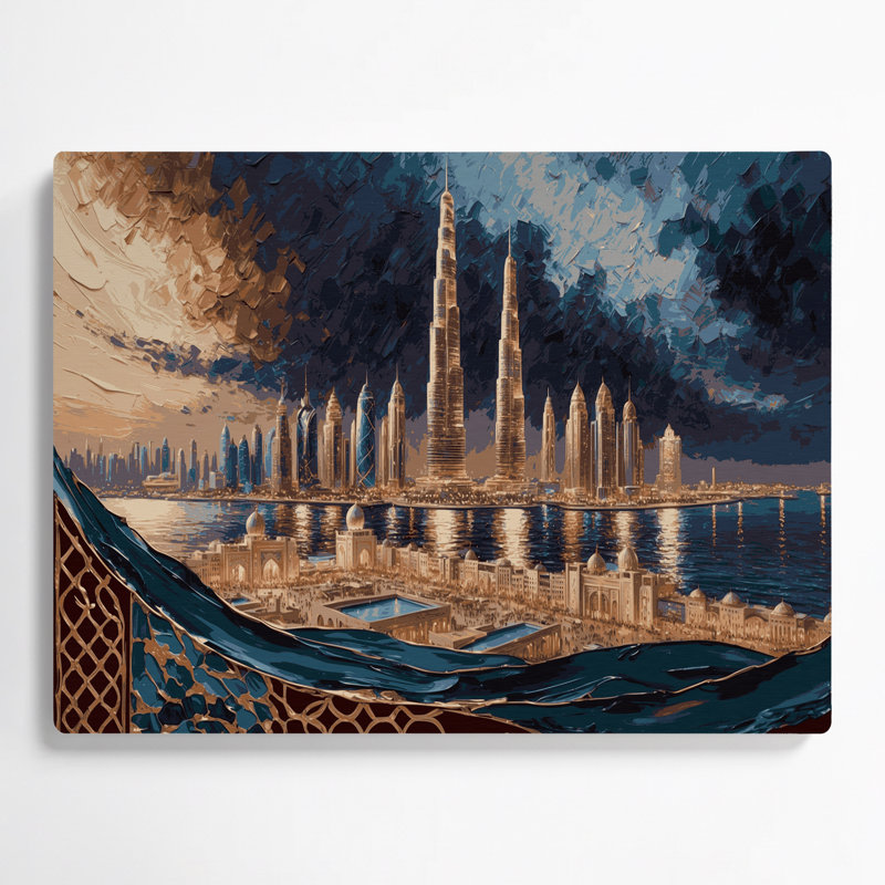 Art mural gris en villes, Koweit, H 144 po x l 216 po x P 0,05 po