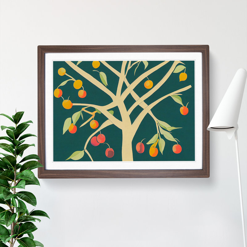 Fruit Tree Abstract - Framed Print, 46cm H x 64cm W x 2cm D, Walnut Framed