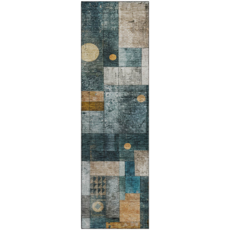 Premium Machine Washable Mayfield AMF1123 Geometric Rug, Runner 2'3" x 7'6"