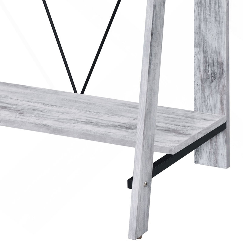 Antique White& Black Finish Writing Desk, Gray