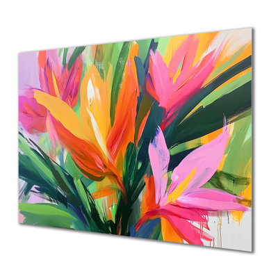 «Tropical Bouquet Of Palms III», art mural floral en métal, impression sur métal Bouquet