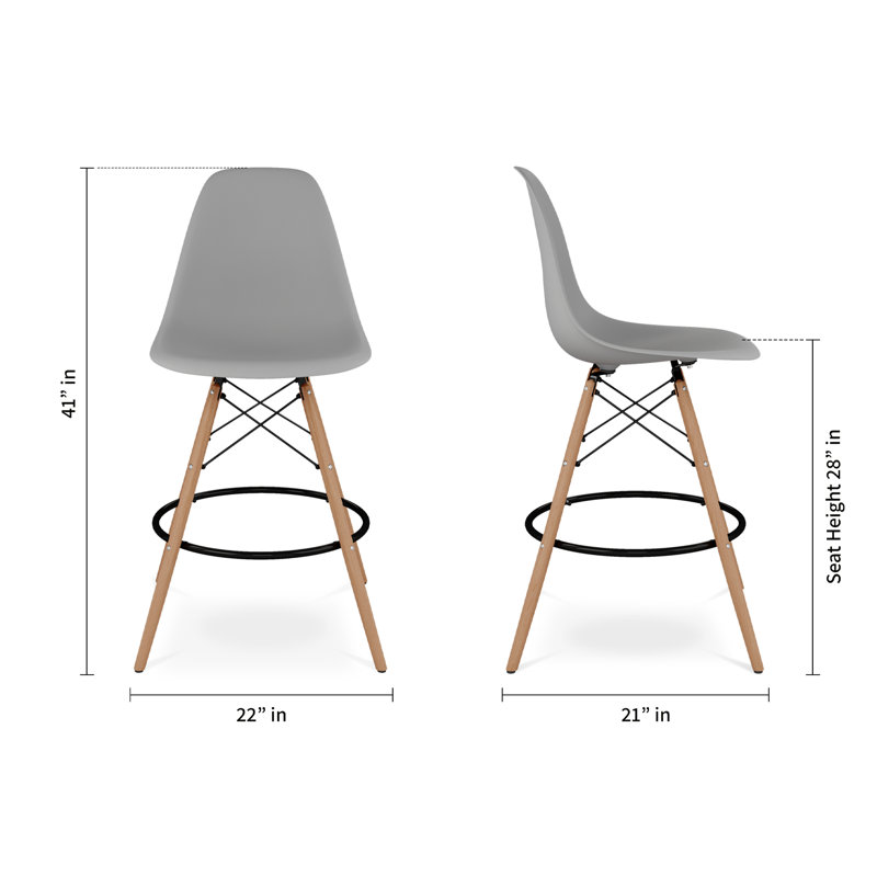 Modholic Eiffel Counter Stool, Gray, Gray
