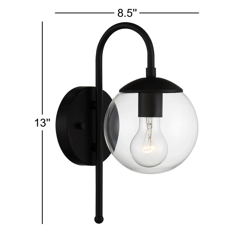 Lanterne murale d'extérieur 1 lumière Meridian, Noir mat