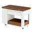 Table basse / table d'appoint moderne 27,6 po avec plateau pliable et roulettes, rangement multi-niveaux, blanc et noyer