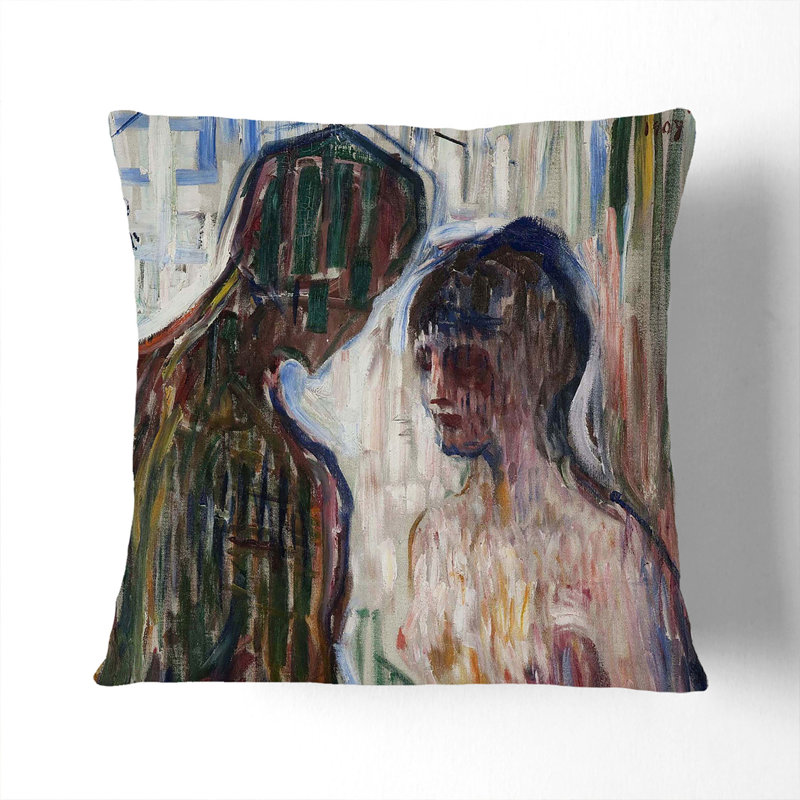 Nude Man And Woman Square Throw Cushion, Stone, 40cm H x 40cm W x 15cm D