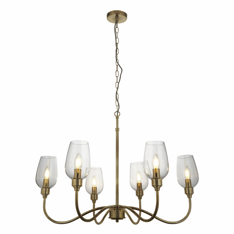 Hovey 6 - Light Candle Style Chandelier, Antique Brass