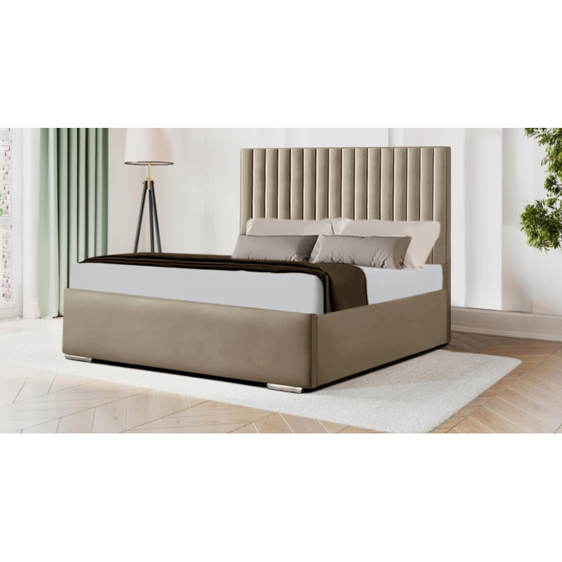 Angelys Upholstered Bed, Double (4'6), Coffee