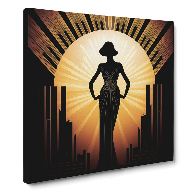 Art Deco Woman Silhouette - Print, 50cm H x 50cm W x 3cm D