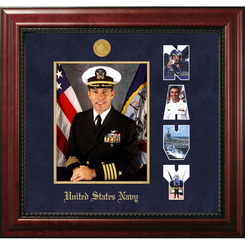 Cadre photo bleu marine portrait, Or, 18 po x 16 po