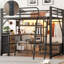 Lit mezzanine double en métal avec bureau et rangement, lumières DEL équipées, rampes de sécurité pour plateforme stable