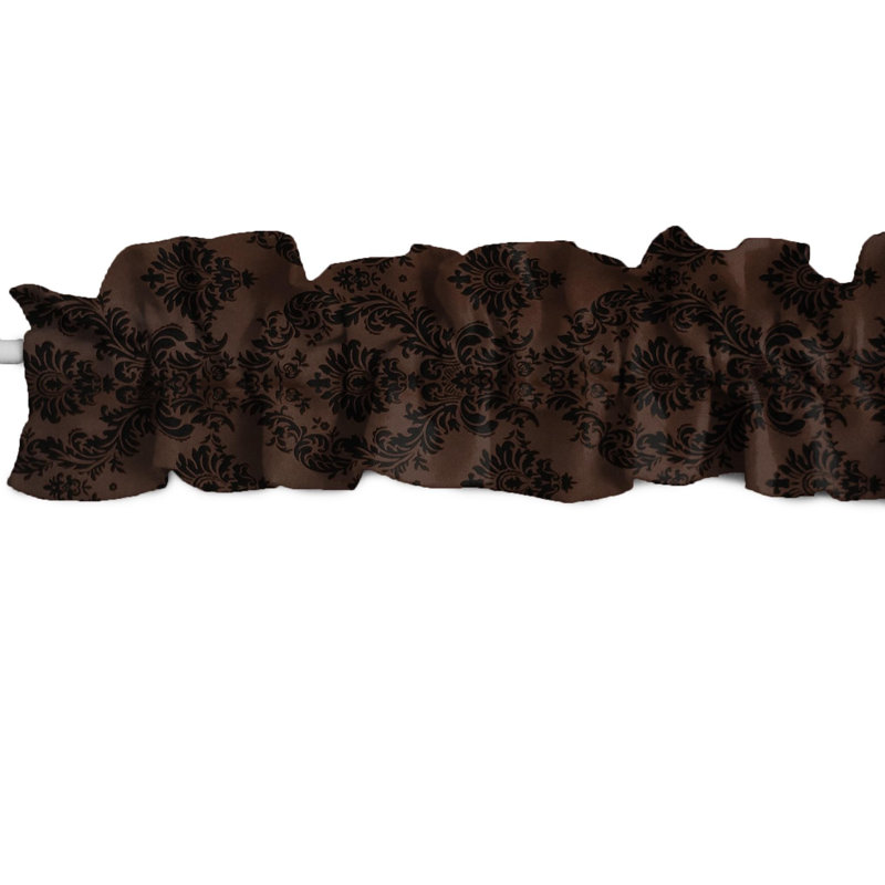 Cantonnière à damas, L 120 po x L 9 po, Noir / brun