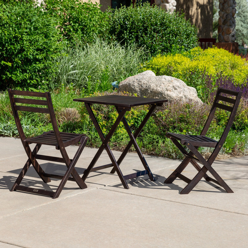 3-Piece Bistro Set, Square Table&Chairs, Espresso
