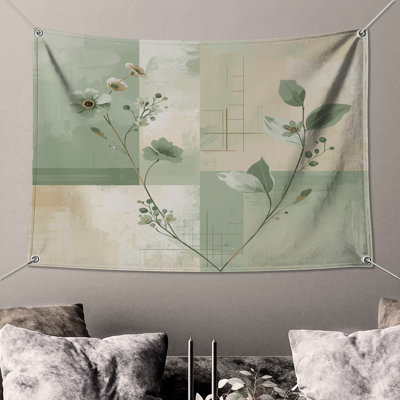 Floral Botanical Abstract Wall Tapestry - Flowers Wall Decor