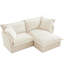 Canapé 2 places convertible en tissu chenille crème avec coussins nuage amovible