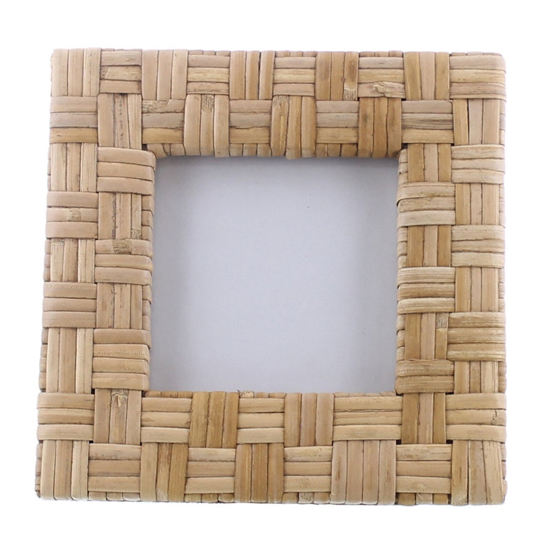 Alodee Natural Wicker / Rattan Picture Frame with Mat, 4" x 4"