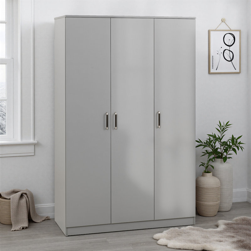 Sumrah 3 Door Manufactured Wood Wardrobe, Light Grey