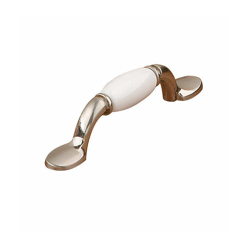 Poignée arche 3 po Expression, Blanc / nickel brossé