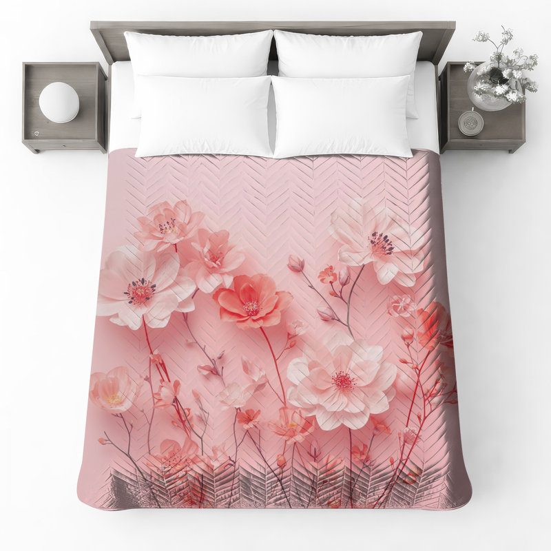 Couvre-lit matelassé rose Cherry Blossoms, Twin