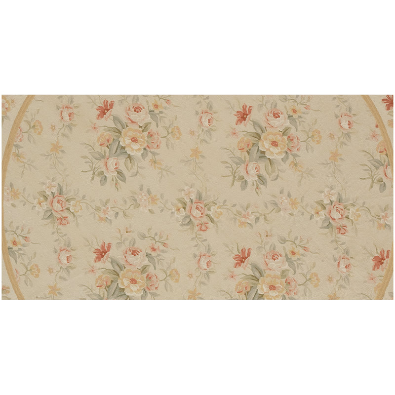Wool Floral Area Rug, Round 12'