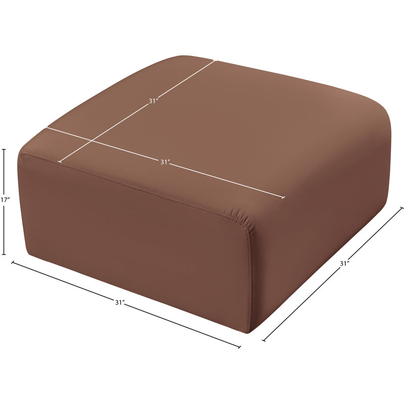 Hristea Upholstered Ottoman, Cognac Vegan Leather