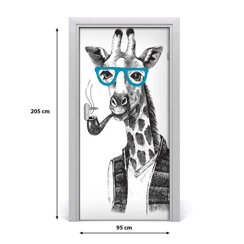Giraffes Glasses Door Decal