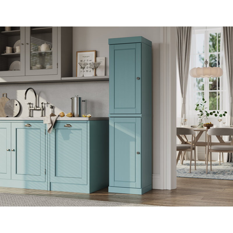 Grande armoire de cuisine étroite 100% en bois massif avec portes Jaylena, tablettes réglables, armoire de rangement modulaire, l 16,5 po x H 71,5 po