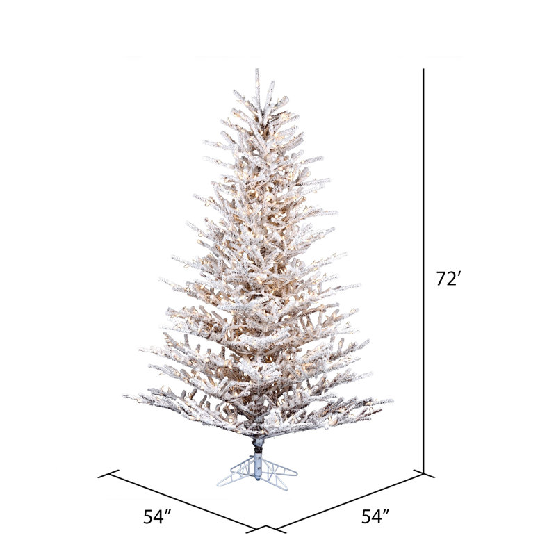 Flocked Stick Pine Artificial Christmas Tree, 6'