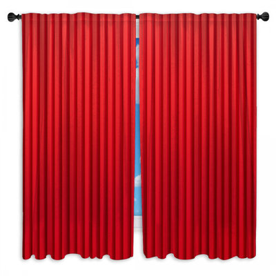 Red Vertical Stripes Window Curtains Stripes Sheer & Room Darkening - 2 Panels