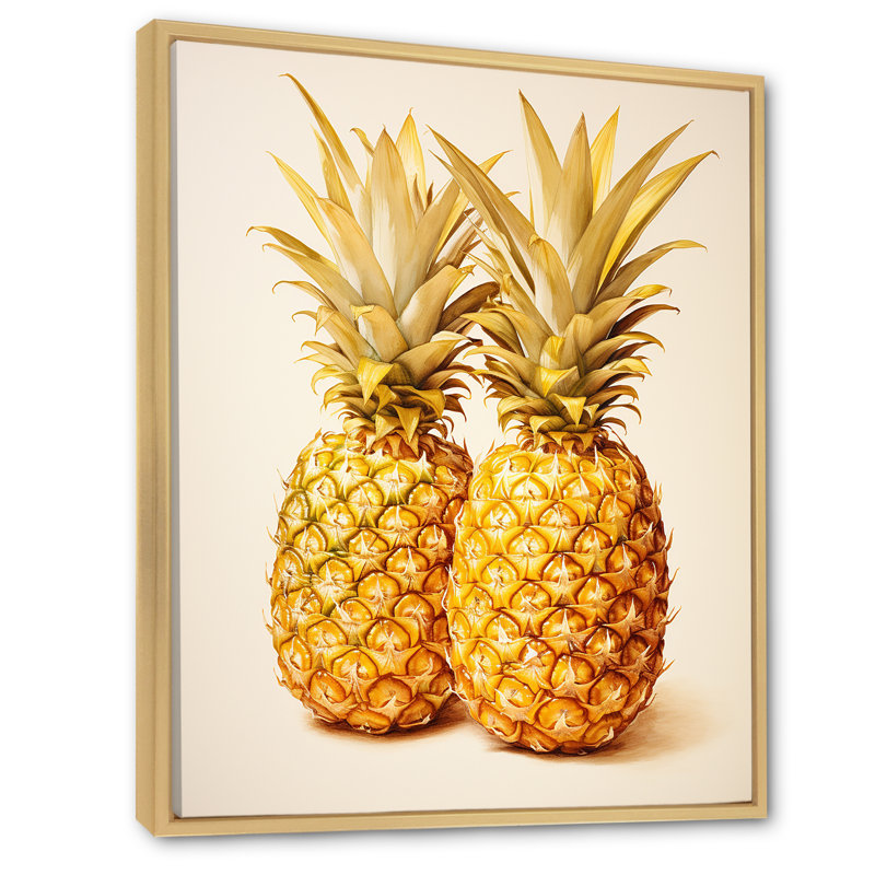 Pinapple Golden Grove sur toile, Cadre naturel flottant, H 32 po x l 24 po x P 1 po