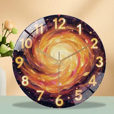 Horloge numérique avec horloge murale en verre vortex Fiery