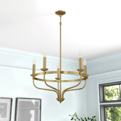 Longacre 5-Light Adjustable Height Wagon Wheel Chandelier
