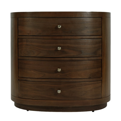 Nora 28 in. W Oval Wood 4 Drawer Nightstand, Antique Coffee