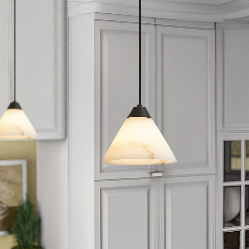Natural Alabaster Pendant Light Brass
