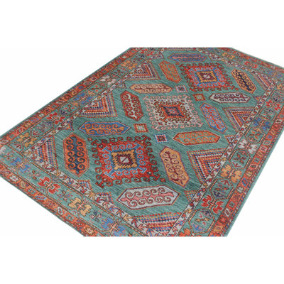 One-of-a-Kind 4'1" X 6'2" Wool Area Rug Green/Red/Orange/Blue