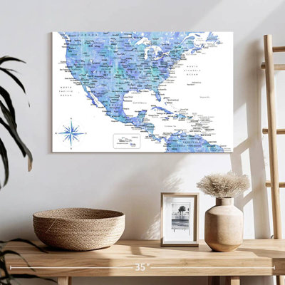 Aliaz Blue Map Of USA And The Caribbean Sea