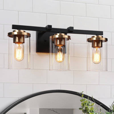 Marrina 3-Light Dimmable Black/Gold Bathroom Vanity Light