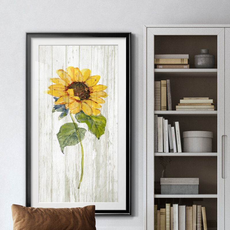 Tournesol en automne I - peinture encadrée, H 14,5 po x l 26,5 po x P 1,5 po, Noir
