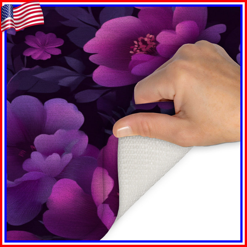 Tapis de bain floral, Simple - L 17 po x l 24 po, Floral mauve