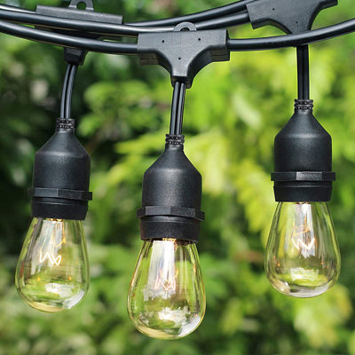 48FT 15-Bulb Heavy-Duty Outdoor String Lights with 11w S14 Bulbs Linkable