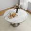 Table de salle à manger ronde 47 po avec plateau en faux marbre et base en métal-471579053-471579055