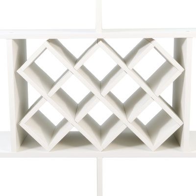 Wall Mounted 3 Tier Wine Rack With Glass Holder, Ideal For Home Bar, Dining, And Living Spaces, White Particle Board Material Large Multi - Functional