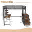 Lit mezzanine double Space avec style rustique et beaucoup de rangement pour une chambre à coucher confortable, bureau de charge spacieux, parfait pour jouer