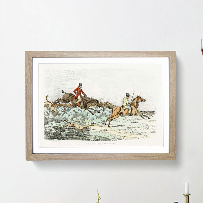 Hounds on the Hunt by Henry Alken - Picture Frame Painting Print, 36cm H x 48cm W x 2cm D, Oak Framed