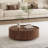 Kemberton Walnut Round Coffee Table with Storage Drawers Black Base-1690003232