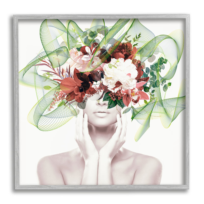 «Conceptual Flower Face Woman» par Irena Orlov - impression, H 17 po x l 17 po x P 1,5 po, Estampe numérique Farmhouse