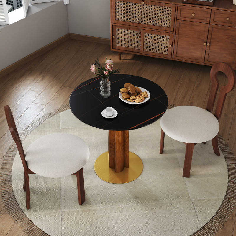 Ensemble de table et chaises de salle à manger 3 pièces Modern, Noir