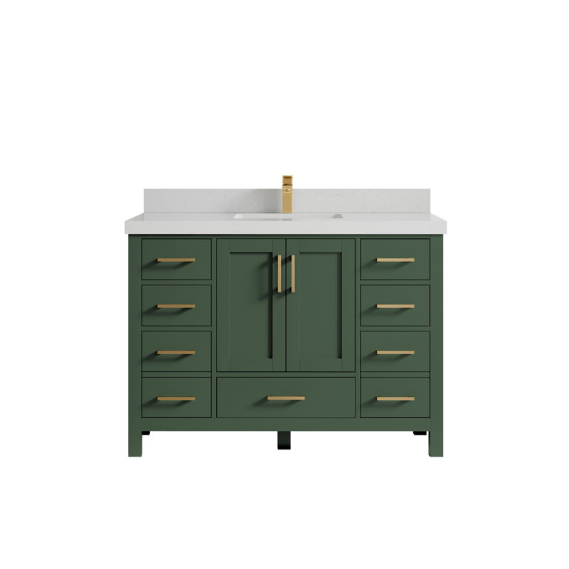 Ensemble de meuble-lavabo simple 48 po Malibu, Quartz de Carrare