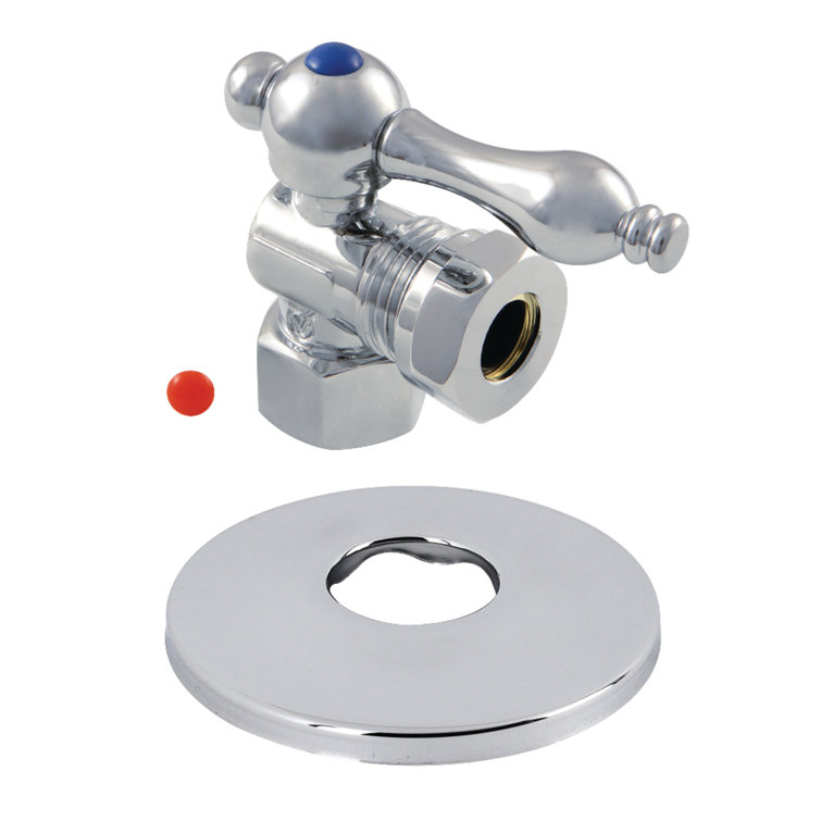 Kingston Brass 1/2-Inch FIP x 1/2 or 7/16-Inch Slip Joint Quarter-Turn Angle Stop Valve with Flange